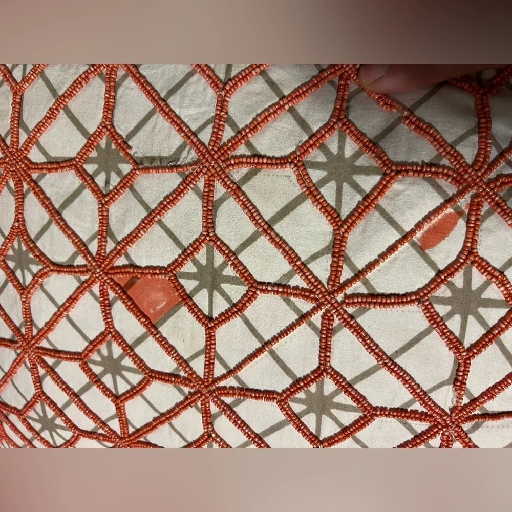 Tangerine Geometric Design and Glass Bead Accent Pillows 10.00 Each or Bundle!!